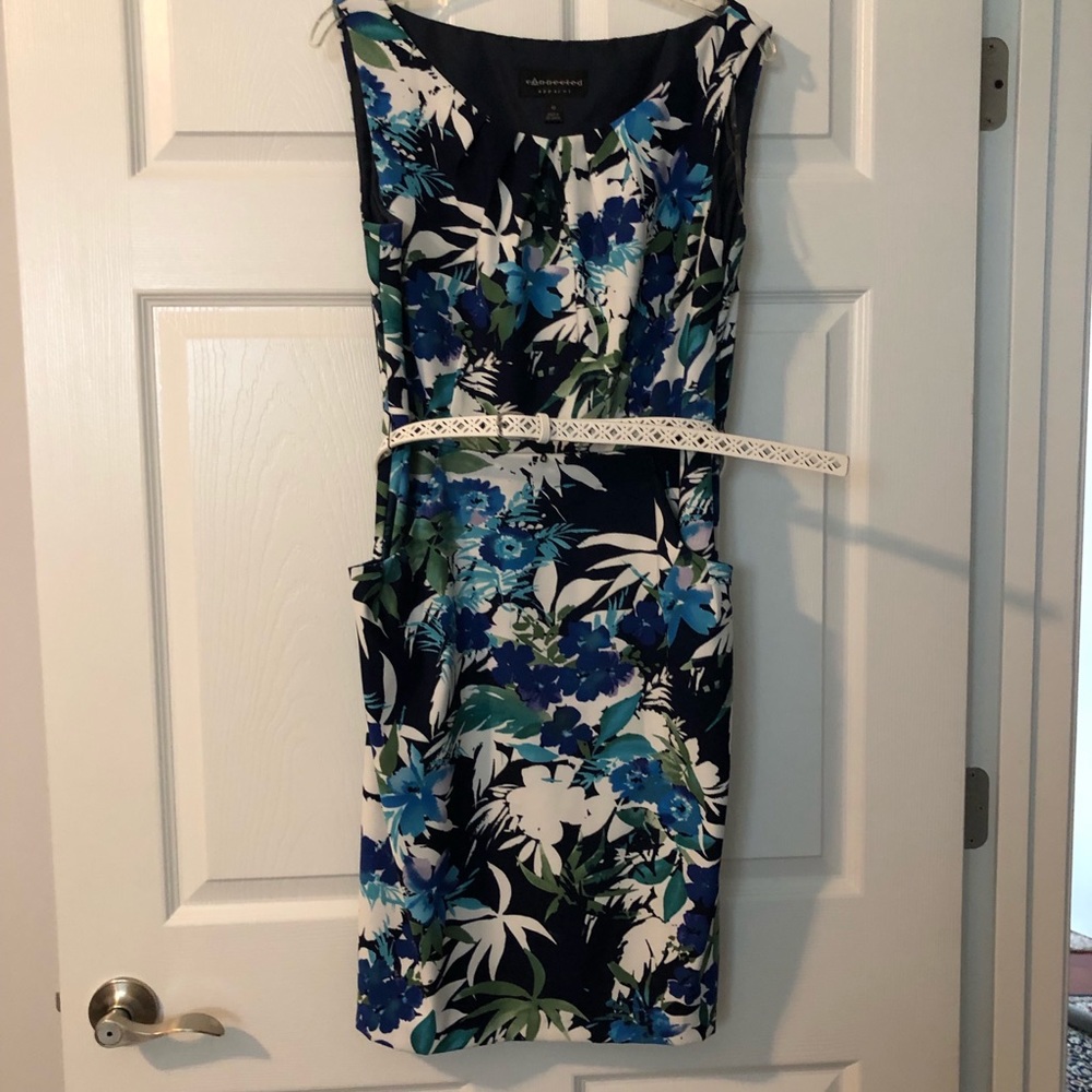 Colorful work Dress with white belt
